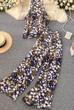 Vacation Beach Women Two Piece Set Elegant Halter Sleeveless Chiffon Tops And High Waist Wide Leg Pants Female New