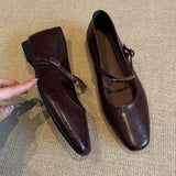 And Autumn 2025 New French Head Mary Treasure Shoes Metal Buckle Solid Flat Leather Shoes Single Shoes Single