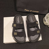Version Of Thick Bottom Slippers Women Wear 2025 Summer New Seaside Beach Cool Slippers Casual