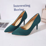 Spring New Large-Size High-Heeled Single-Shoe Rubber Sheel Fine Heel Light-Mouthed Women's Velvet High-Heeled
