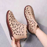 Large-Size Hollow Cool Boots Women's New Breathable Hole Flat Bottom Large Size Mother