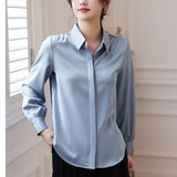 Women Shirt Long Sleeve Blouse 2023 Spring New Loose Ladies Tops Satin Women's White Shirt Basic Elegant Shirts and