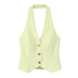 Women's Explosive Neck Vest + Wide Leg Trousers