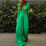 Spot 2025 Women's Autumn And Winter Fashion Temperament Solid Color Shirt Slacks Suit Two