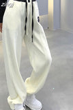 Korean Oversize 4Xl Letter Embroidery Sweatpants Women Causal High Waist Loose Trousers Chic Preppy Style Harajuku