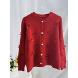 New Heavy Industry Three-Dimensional Bow Atmosphere Sweater Women Autumn And Winter Design Sense Long-Sleeved Sweater