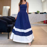 Dress Supplier 2025 New Summer Splicing Sling Medium Long