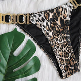 Zingj Swimsuit Female Ins Web Celebrity Wind Vacation Sexy Leopard Print Diamond Low Waist Gathered Split Body
