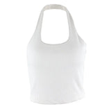 Zingj Polyester Clothing Hot Selling Women Hot Girls Spring Summer New Crop Sleeveless Hanging Neck Rib Bed