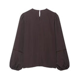 New Fashion Temperament Women's Pure Color Flower Embroidery Shirt