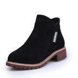Large Size 42 Flat Bottom Short Boots Women's Round Head Side Zipper Martin Boots And Bare