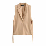 Sales Spring 2025 New T-Shirt Decorated Open Fork Vest Suit