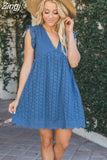 Dress with Pockets 2023 Summer Short Sleeve Lace Dresses for Women Hollow Out Spliced V-neck High Waist Party Dress