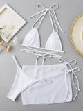 2021 New Drawstring Strap Solid Three-Piece Set Sexy
