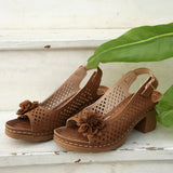 Flowers High-Heeled Cool Slippers Women 2025 Summer New Fashion Coarse And Buckle With Cold Slippers