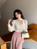 Xixi 13 Lines 2025 Spring New Korean Version Of The Relaxed Collar Shirt Women's Long Sleeve Top