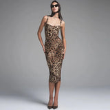 2025 New Women's Hottie U-Necked Dresses With Sexy Leopard Sling