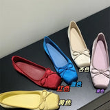Evening Wind Ballet Shoes 2025 French Sweet Bow Blue Square Mouth Increases Evening Airbow