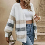 And Winter Knitted Shirt V-Neck Sweater Classic Striped Single-Dcupuncture Cardigan Casual Knitted