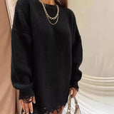 New Knitted Round Collar Loose Long-Sleeved Sweater In The