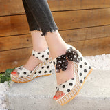 Hee Women's Sandals Fruit Pattern High Heel Sandals Women 2025 Spring And Summer New Word Fish Mouth Bow Women's