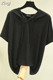 T-shirts Women Hooded Fashion Loose Casual All-match Korean Style Solid Simple Y2k Aesthetic Футболка Женский Cozy Chic