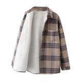 Thick Hair Coat Women 2025 Autumn And Winter New Shirt Port Loose Long-Sleeved Grinding Lattice Plus Velvet Shirt
