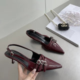 High-Heeled Shoes Red Bag Head Sandals Fairy Shoes 2025 New Summer Black Sharp Sandals