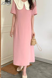 Fashion New Summer Woman Ruffes Dress Casual A-line Office Elegant Ladies Womens Black Dresses Modis Pullover Long