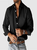 New Men's Shirt City Casual Collar Button Solid Color Men's