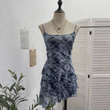 Shooting Mesh Yarn Irregular Rivet Vest Dress Women 2025 Summer Dress New Lotus Edge Sleeveless Top