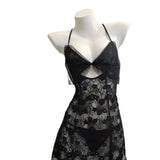 Pyjamas Bow Girl 2025 New Flirtating Black Lace Hollow Pure Breast Hanging