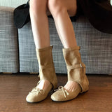 Boots 2025 Spring/Summer New Design Round-Headed Bow With Coarse And Cool Boots Ballet Single
