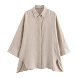Women's INS Exploding Loose Linen Shirts Tight Straight Pants Set