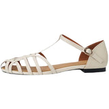 Summer Bohemian Retro Buckle With Bun Head Woven Sandals Women Flat Bottom Hollow Roman