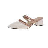 Women Wear 2025 French Sexy Pointed Rivet High-Heeled Shoes Sandals Women's Coarse Heel Single