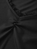 Lace Trim Black Long Sleeve Knit Top- Outfit
