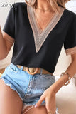 Casual Loose Blouse Women V-Neck Streetwear Shirt 2023Summer Fashion Basic Top Women Party Clothing Shirt
