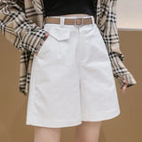 High Waist Elastic Cotton Linen Five Split Pants Show Thin New Wide Leg Casual Middle Pants Hot Pants Shorts