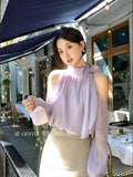 Xixi 2025 Autumn White Standard Korean Version Of The Match Temperament With Chiffon Long-Sleeved Shirt Women Top Women