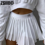 Zingj White Pleated Skirt Short Female Elastic Waist Mini Skirt Sexy Micro Summer Embroidery Mini Tennis Skirt New