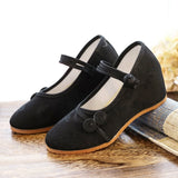 Zingj Heels Single Shoes Spring And Autumn Knot Plate Jacquard Cotton Plain Color Mother Cloth Shoes Women's