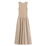New Two-Color Splicing Sleeveless Long Vest Dress