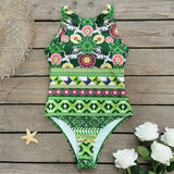 Swimsuit2025 New Conjoined Bikini Personality Abstract Print Swimsuit Women