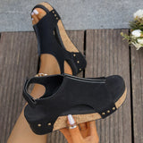 Sandals Women's Glide Flat Bottom Slope With Thick-Soled Sandals Large Size Women's Shoes Fish Mouth Ladies