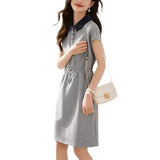 POLO Collo Colling Pinyin Long Dresses Mid-Long Dresses 2025 Summer New Casual Sports Sleeve