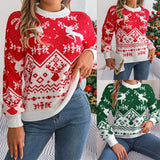 Shooting 2025 Autumn And Winter Leisure Deer Pattern Long-Sleeved Jacket Sweater Christmas Women's