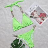 Zingj Bikini Ribbon Luxury Diamond Swimwear Sexy Metal Chain Accessories