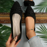 Large-Size Bow Flying Flat Sole Women's Knitted Sharp Slacker Boat