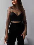 One Summer] Hollow Diamond Hooded Woman | Fashion Personality Out Of The Street Party Breathable